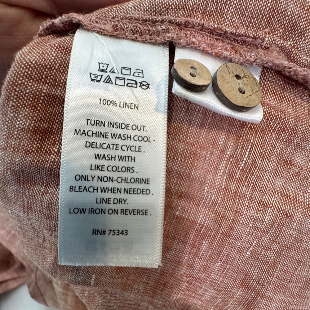 Sigrid Olsen Linen Tunic Womens S Coral Pink Coastal Chic Roll Tab Sleeve - Picture 5 of 8